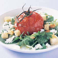 Poached Tomatoes with Goat Cheese