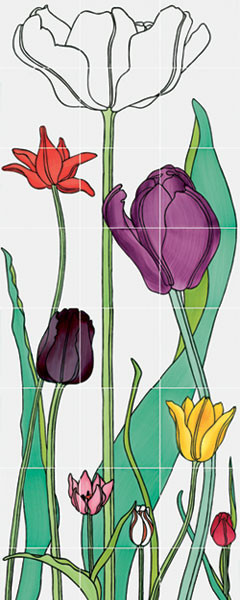 Tulipani Fliser, tegnet af kunstner Ronald van der Hilst til Ceramica Bardelli, Studio-Line Salon, RIM.ru butikker.