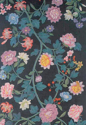 Black Floral Fabric, de Gournay, De Luxe Salon, Artville Salon.