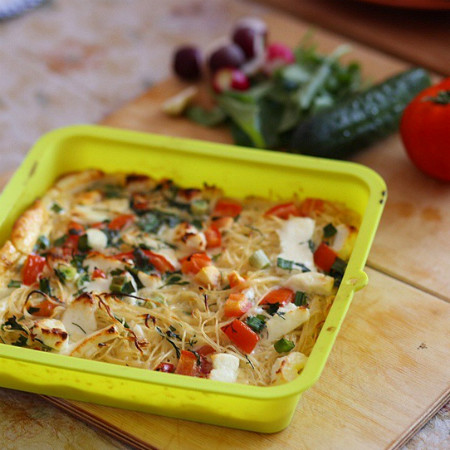 Casserole, spaghetti, ירקות, גבינה Foto צילום מקרוב