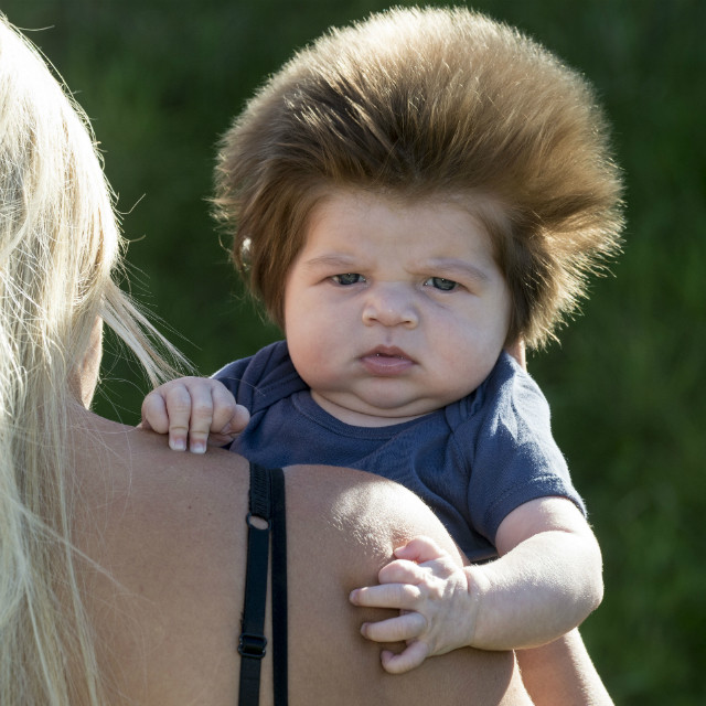The baby from England became popular because of the hairstyle