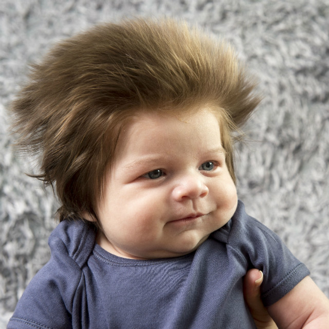 The baby from England became popular because of the hairstyle
