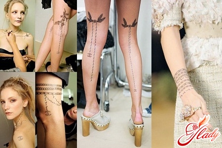 Перекладні татуювання на тіло і колготки Chanel