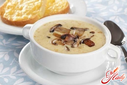 mushroom cream soup with melted cheese