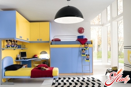 interior of a children's room for two children