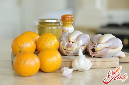 chicken with oranges for baking in the oven