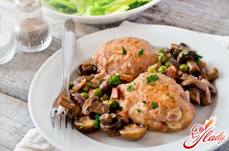 delicious chicken with mushrooms in the oven