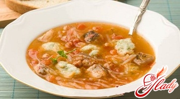 soup with meatballs and dumplings