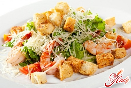 Caesar salad with shrimps recipe