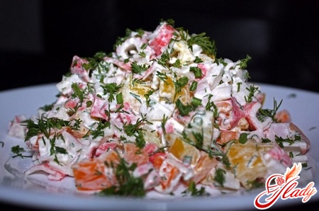 salad of Chinese cabbage and crab sticks