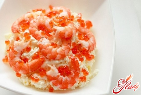 salad with caviar and shrimps