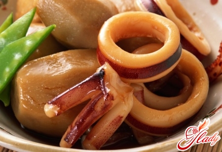 salad of squid with mushrooms