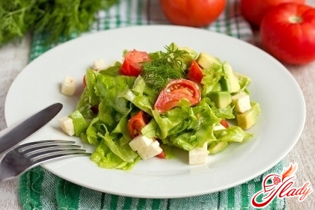 salad with brynza and tomatoes