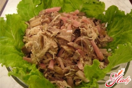 delicious salad with tongue and cucumber