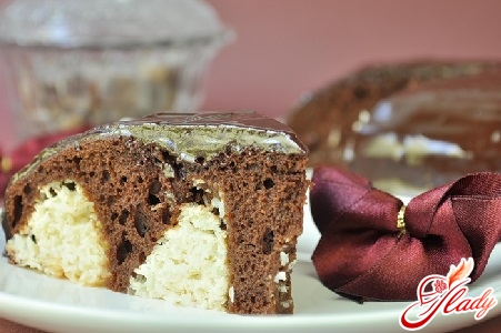 chocolate cake with curd balls