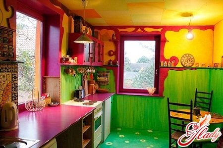 a combination of colors in the interior of the kitchen