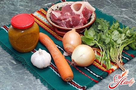 Ingredients for soup making with the addition of Coca Cola