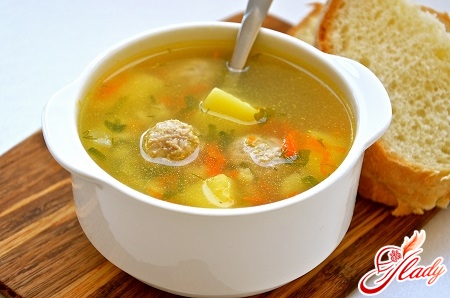delicious soup with meatballs