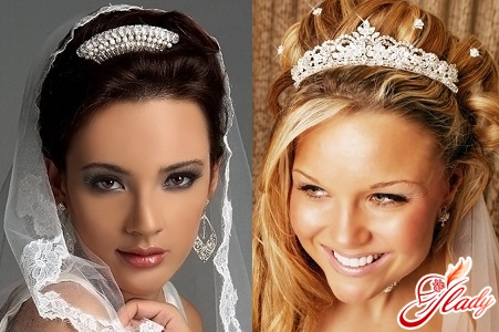 wedding hairstyles with veil and diadem
