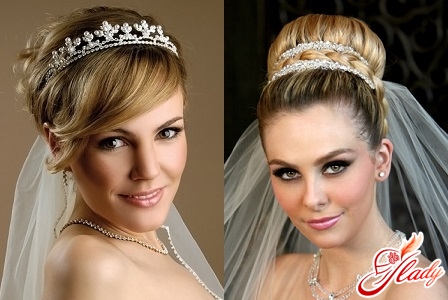 wedding hairstyles with diadem and veil
