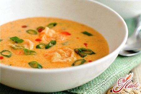 сирний суп з креветками рецепт