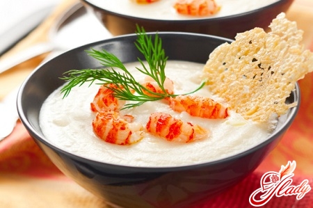 cheese soup with shrimps
