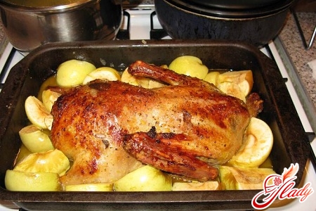 delicious duck with apples in foil