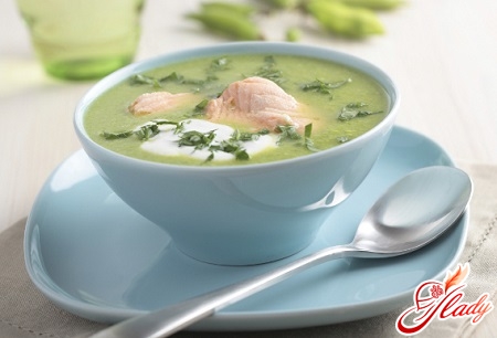 delicious soup with pink salmon