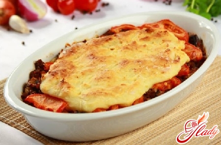 potato casserole with minced meat and mushrooms